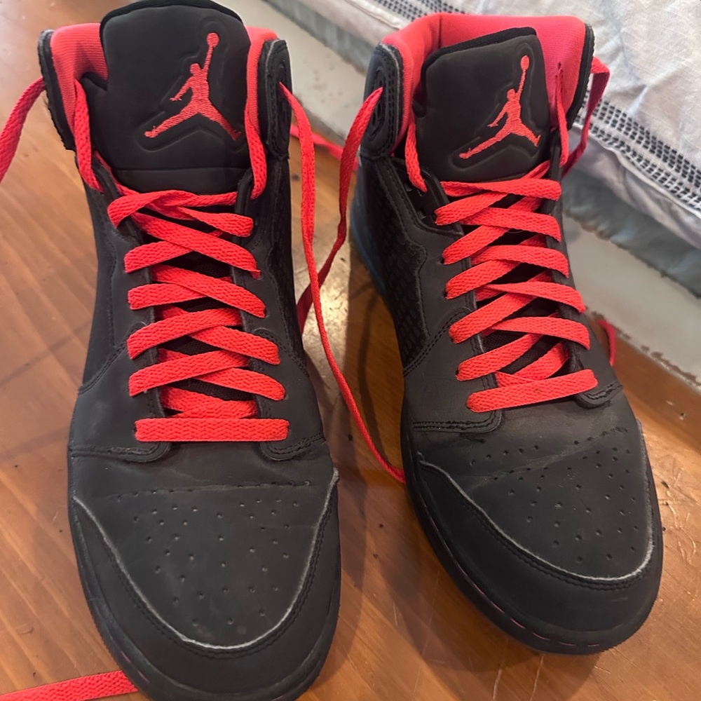 Jordan Men’s High-Top Sneakers in Black and Red